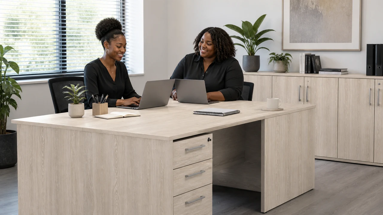 Shale Oak applied to Office desks