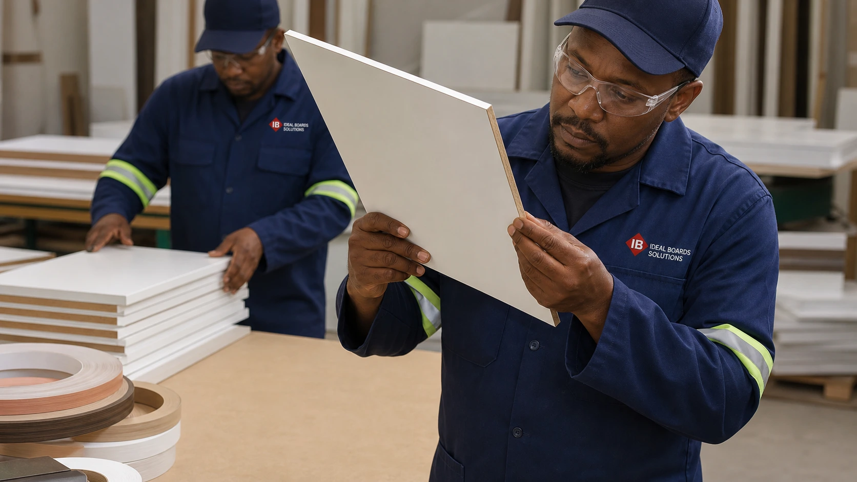 Ideal Boards staff checking board edging quality